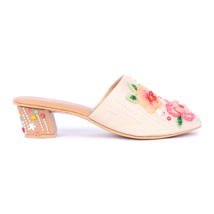 Blushing Breeze 3D Hand Embroidered Mules