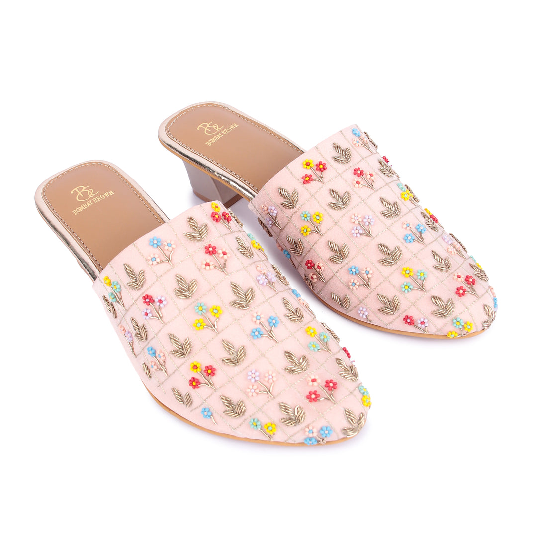 Floral Whisper Powder Pink Mules