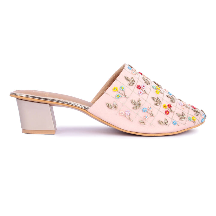 Floral Whisper Powder Pink Mules