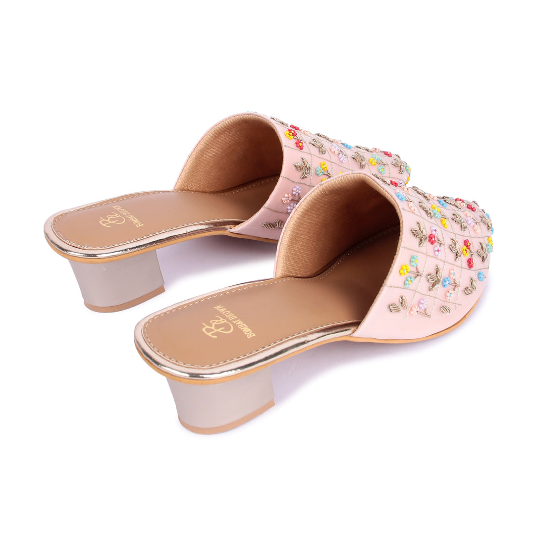 Floral Whisper Powder Pink Mules