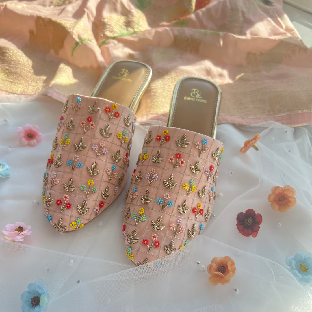 Floral Whisper Powder Pink Mules