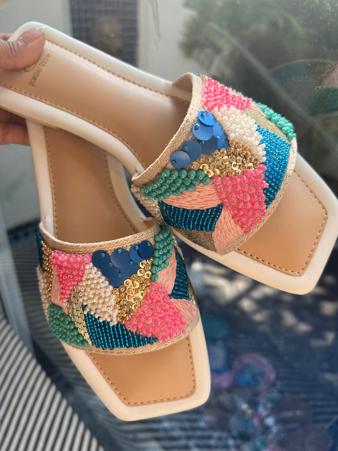 Kaleidoscope Embroidered Slides