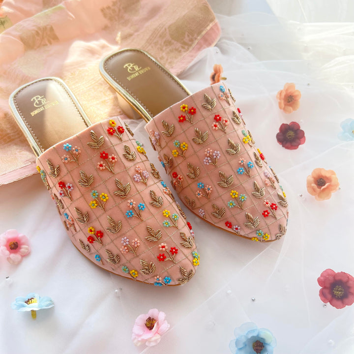 Floral Whisper Powder Pink Mules