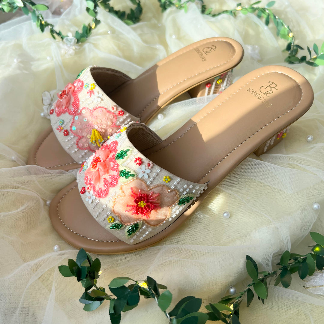 Blushing Breeze 3D Hand Embroidered Heels