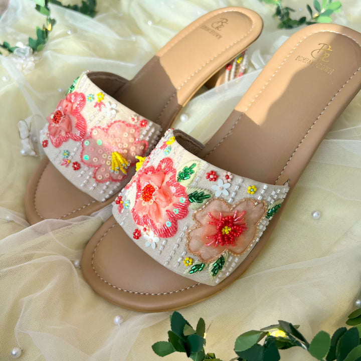 Blushing Breeze 3D Hand Embroidered Heels