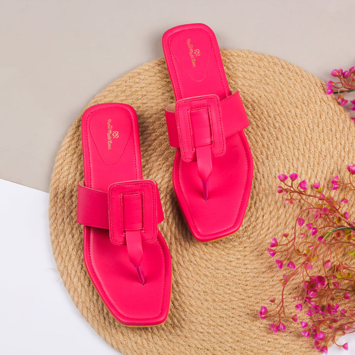 Pink T-Shaped Cushioned Flats