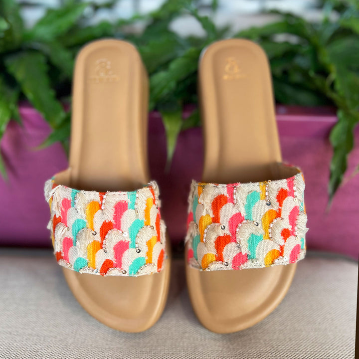 Cover Me In Sunshine Embroidered Slides