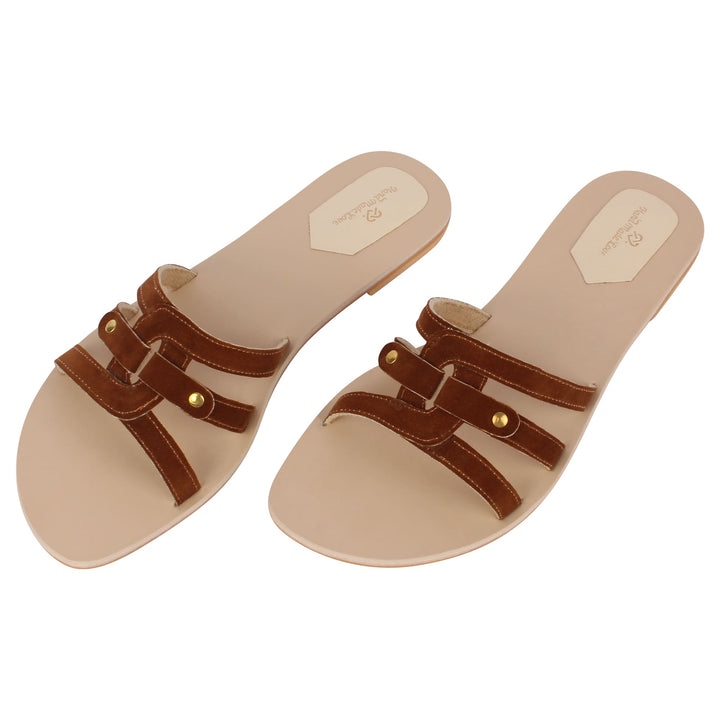 Tan Cut Out Pannelled  Slide