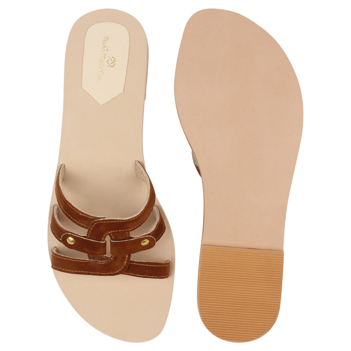 Tan Cut Out Pannelled  Slide