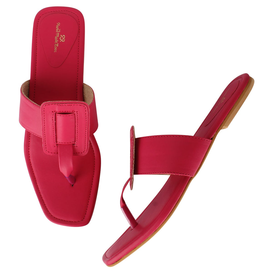 Pink T-Shaped Cushioned Flats