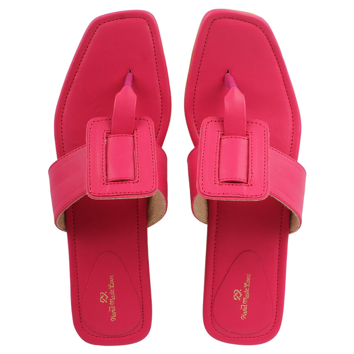 Pink T-Shaped Cushioned Flats