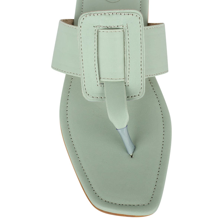 Mint T-Shaped Cushioned Flats