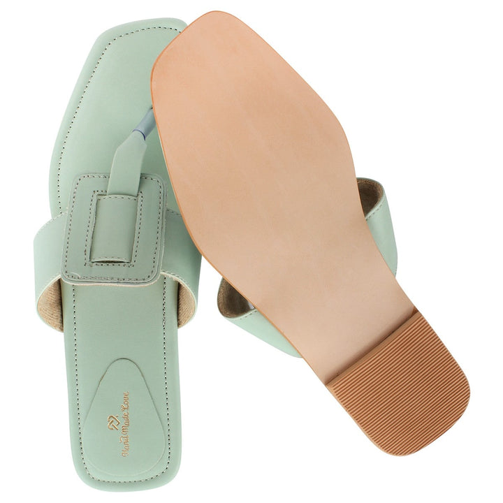 Mint T-Shaped Cushioned Flats