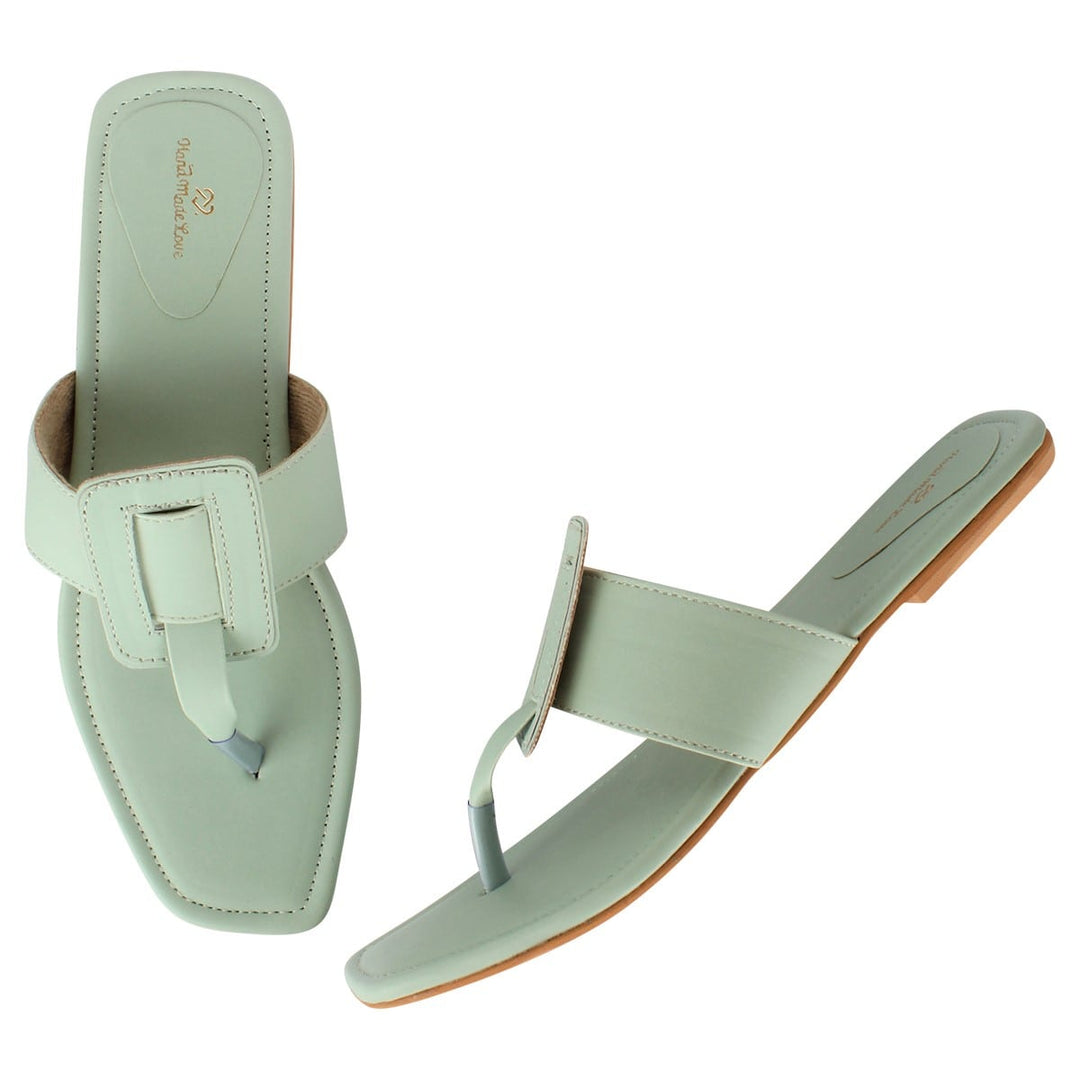 Mint T-Shaped Cushioned Flats