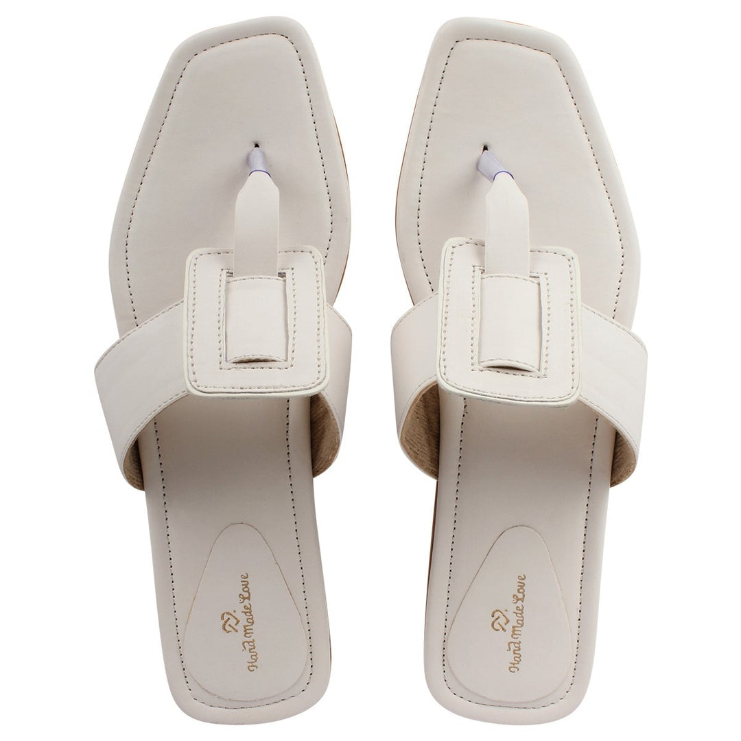 White T-Shaped Cushioned Flats