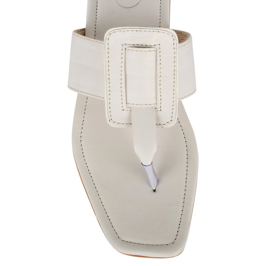 White T-Shaped Cushioned Flats