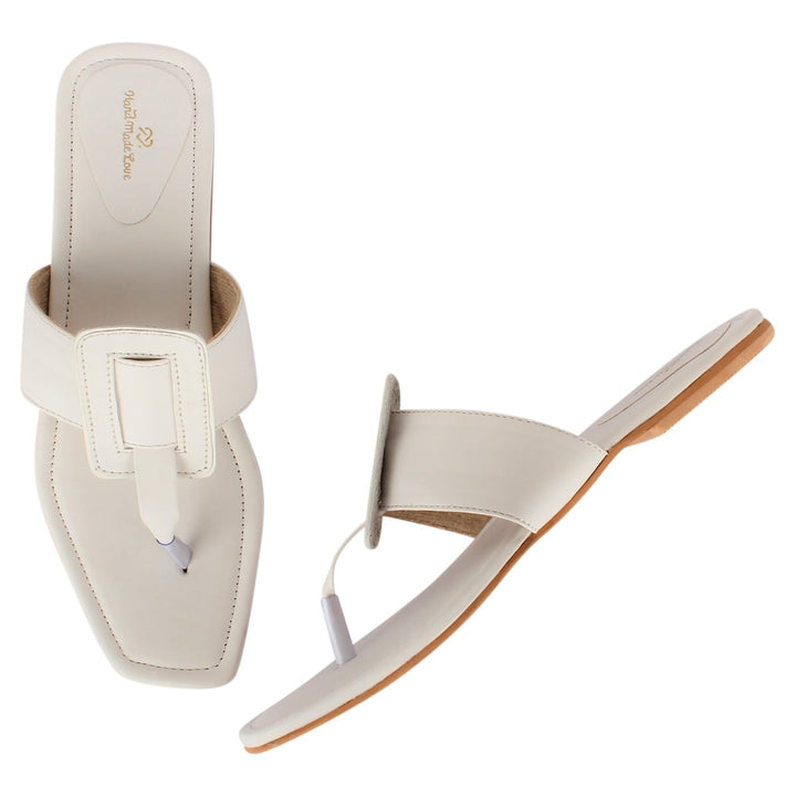 White T-Shaped Cushioned Flats