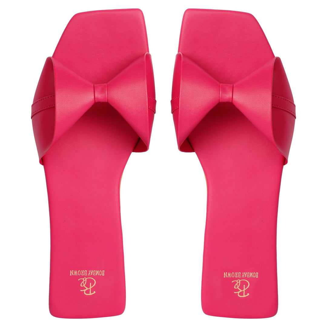 Hot Pink Bow flat Slides