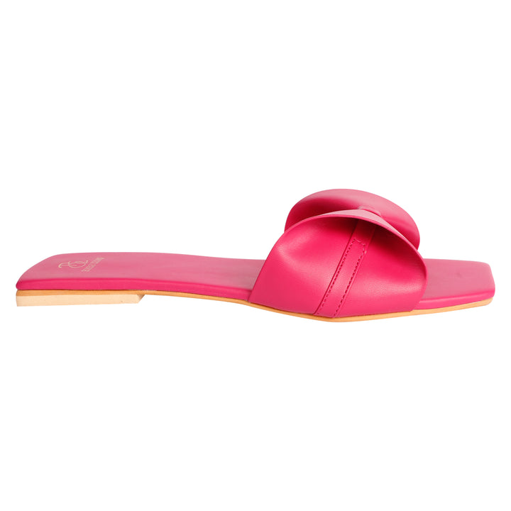 Hot Pink Bow flat Slides