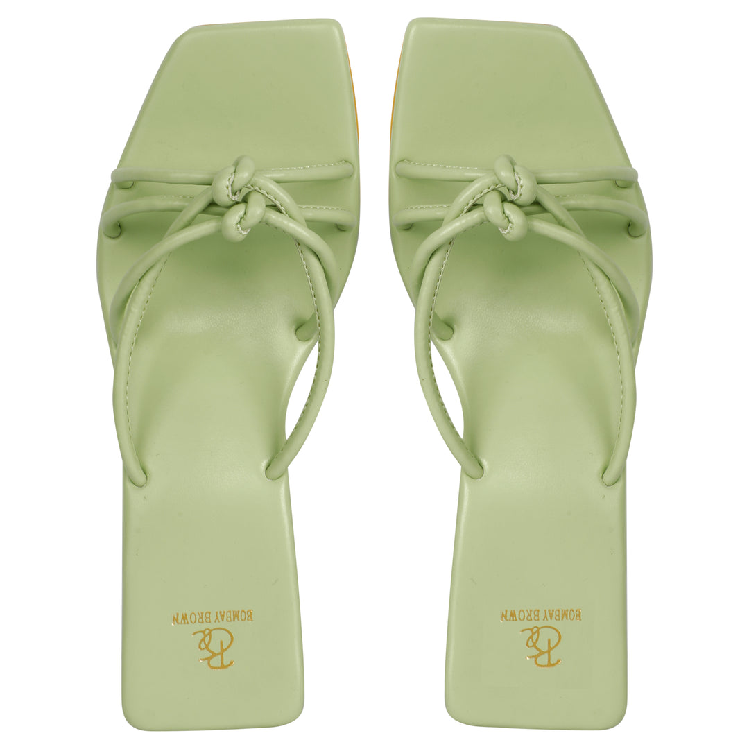 Sage Green Strappy Flat Slides