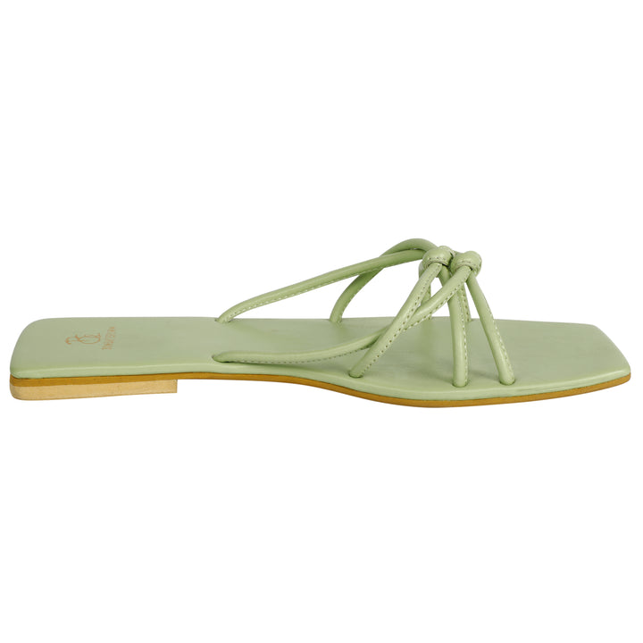 Sage Green Strappy Flat Slides