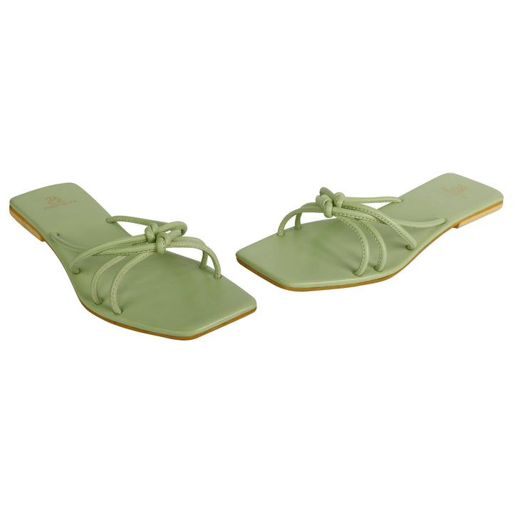 Sage Green Strappy Flat Slides