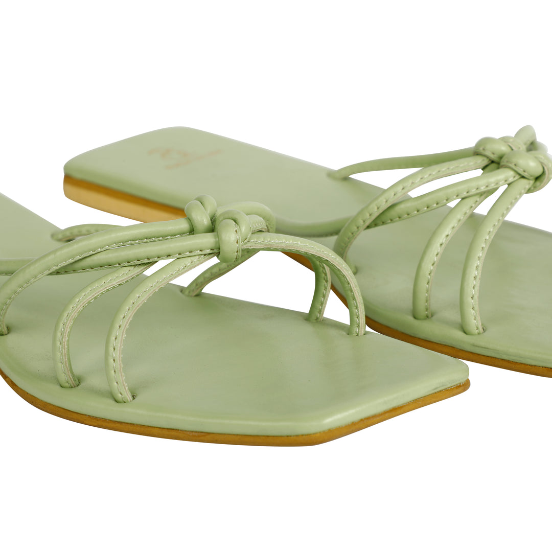 Sage Green Strappy Flat Slides