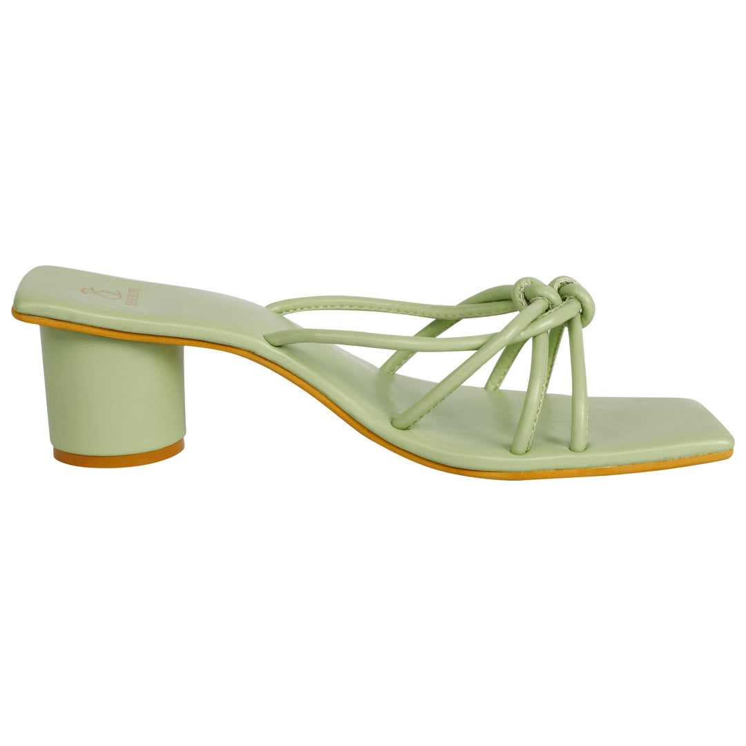 Sage Green Strappy Round Block heels