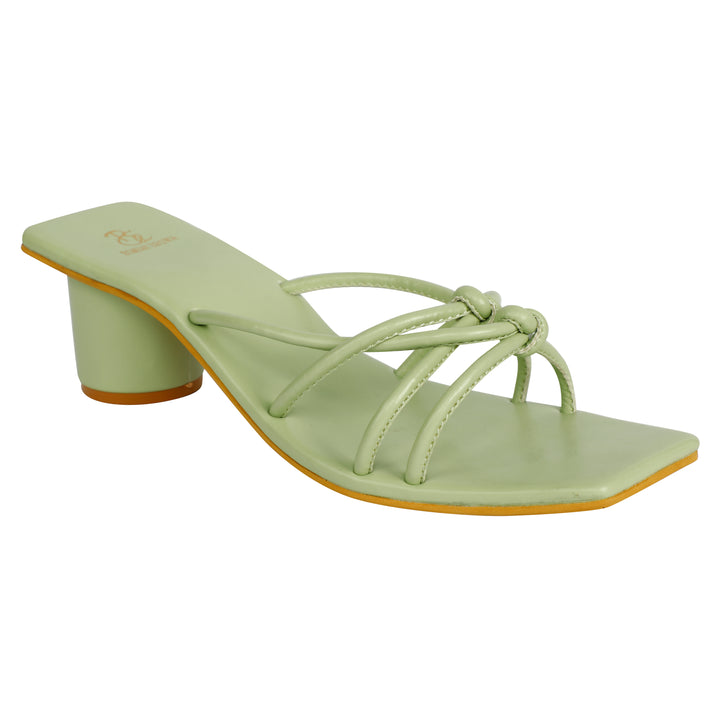 Sage Green Strappy Round Block heels