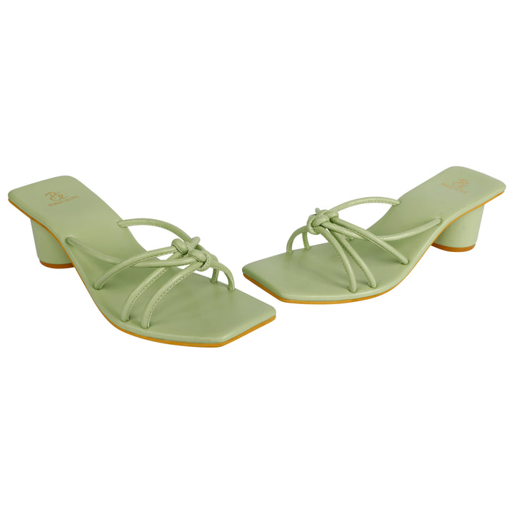 Sage Green Strappy Round Block heels