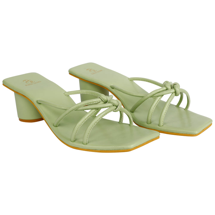 Sage Green Strappy Round Block heels