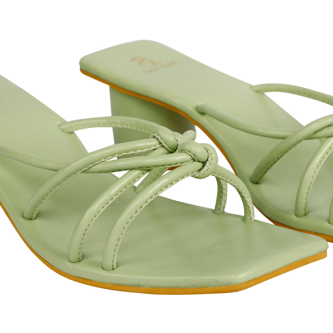 Sage Green Strappy Round Block heels