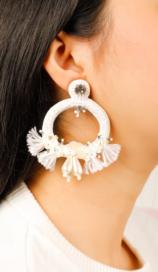 Daydream White Tassel Earrings