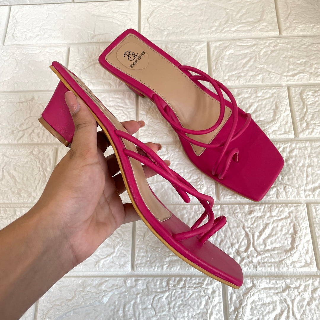 HOT PINK STRAPPY BLOCK HEELS