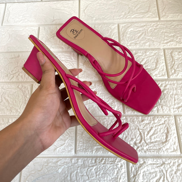 HOT PINK STRAPPY BLOCK HEELS